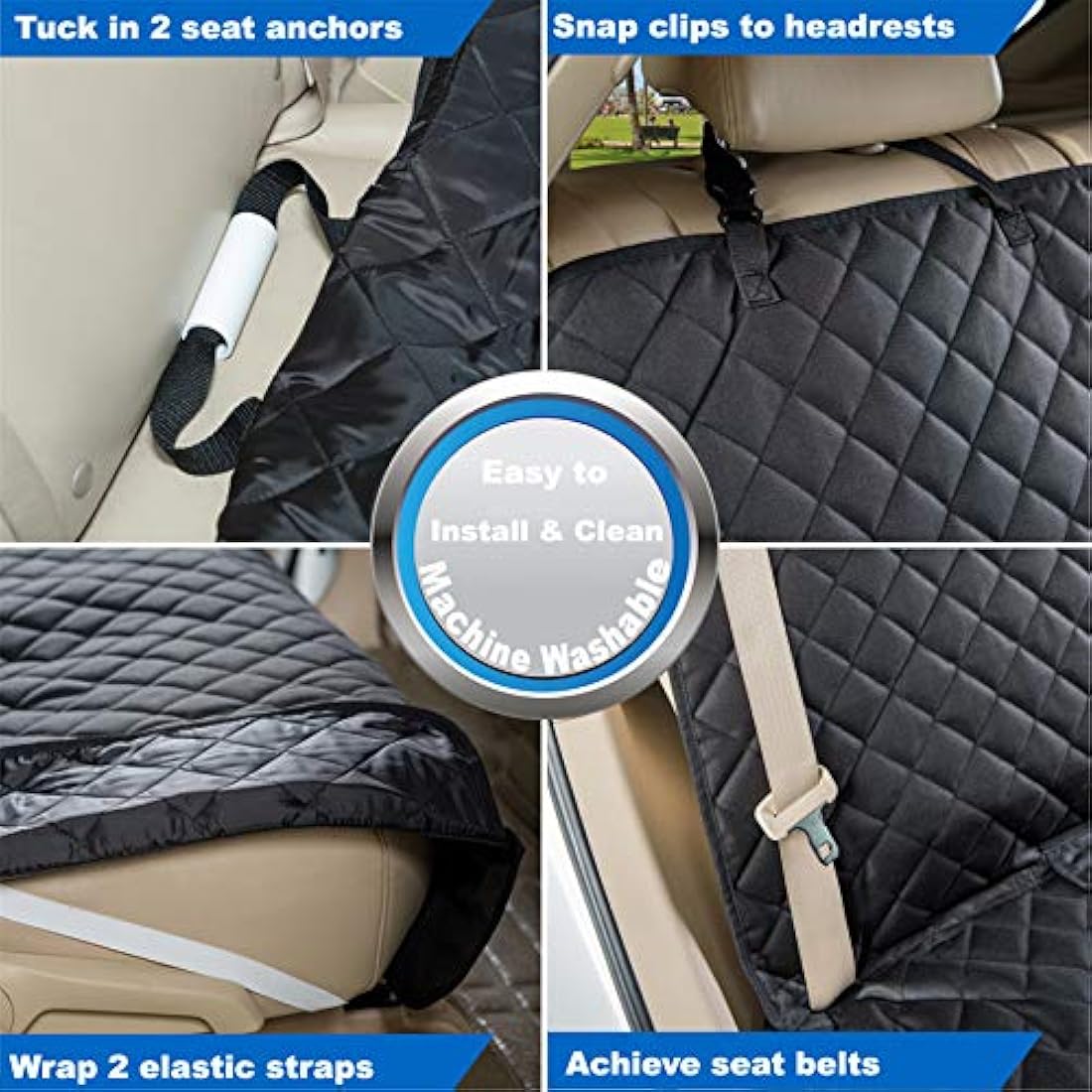 VIEWPETS Car Seat Cover, Waterproof, Durable and Non-Slip, Pet Car Seat Cover for Dogs, Universal Size, Fits Cars, Trucks and SUVs