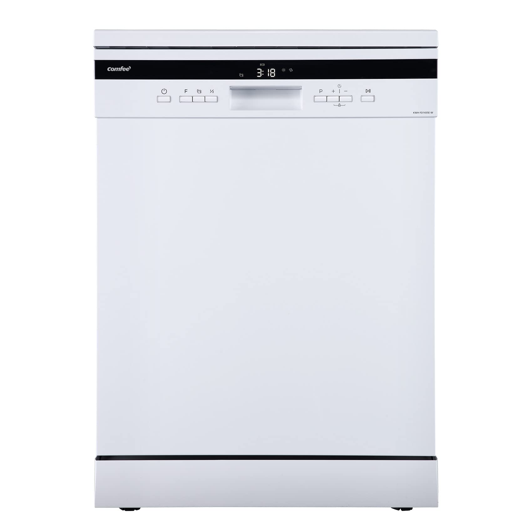 COMFEE' Freestanding Dishwasher CDWEF1034BW-UK 45cm Width, Slimline Dishwasher with 10 place settings, Quick Wash, Hygiene Wash, Delay Start, Half Load, Adjustable Basket - White