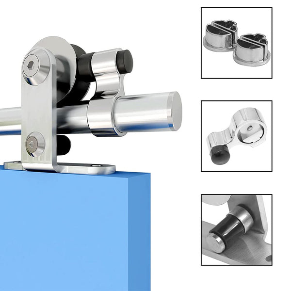 CCJH 200CM/6.6FT Stainless Steel Sliding Barn Door Hardware Kit Track Roller Closet Accessory for Single Door T Shape