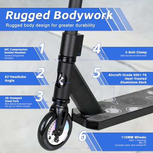 FREEDARE Pro Scooter Stunt Scooter Complete Trick Scooter for Kids 8 Years and Up, Teens, Adults, Boys and Girls Freestyle Street Scooter for