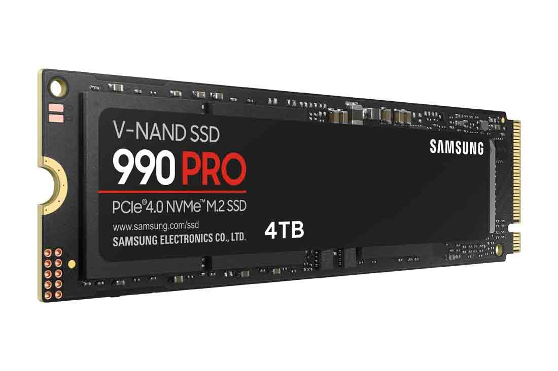 Samsung 990 PRO NVMe M.2 SSD, 2 TB, PCIe 4.0, 7,450 MB/s read, 6,900 MB/s write, Internal SSD, For gaming and video editing, MZ-V9P2T0BW