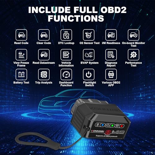 jianyana OBD2 Code Reader, OBD2 Scanner Bluetooth Universal Car Engine Fault Code Reader Car Diagnostic Scanner Diagnostic Scan Tool with BMW Ford VW Audi All OBDII Vehicles