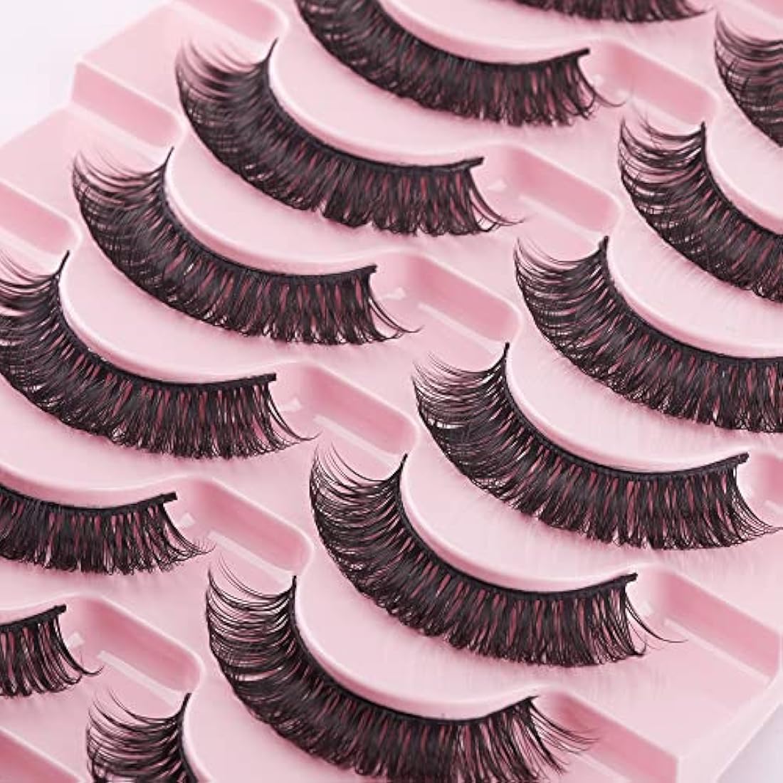 False Eyelashes Russian Strip Lashes Natural Fluffy Wispy D Curly 10 Pairs Reusable Fake Eyelashes Faux Mink Lashes Thick Short Soft Eyes Lash