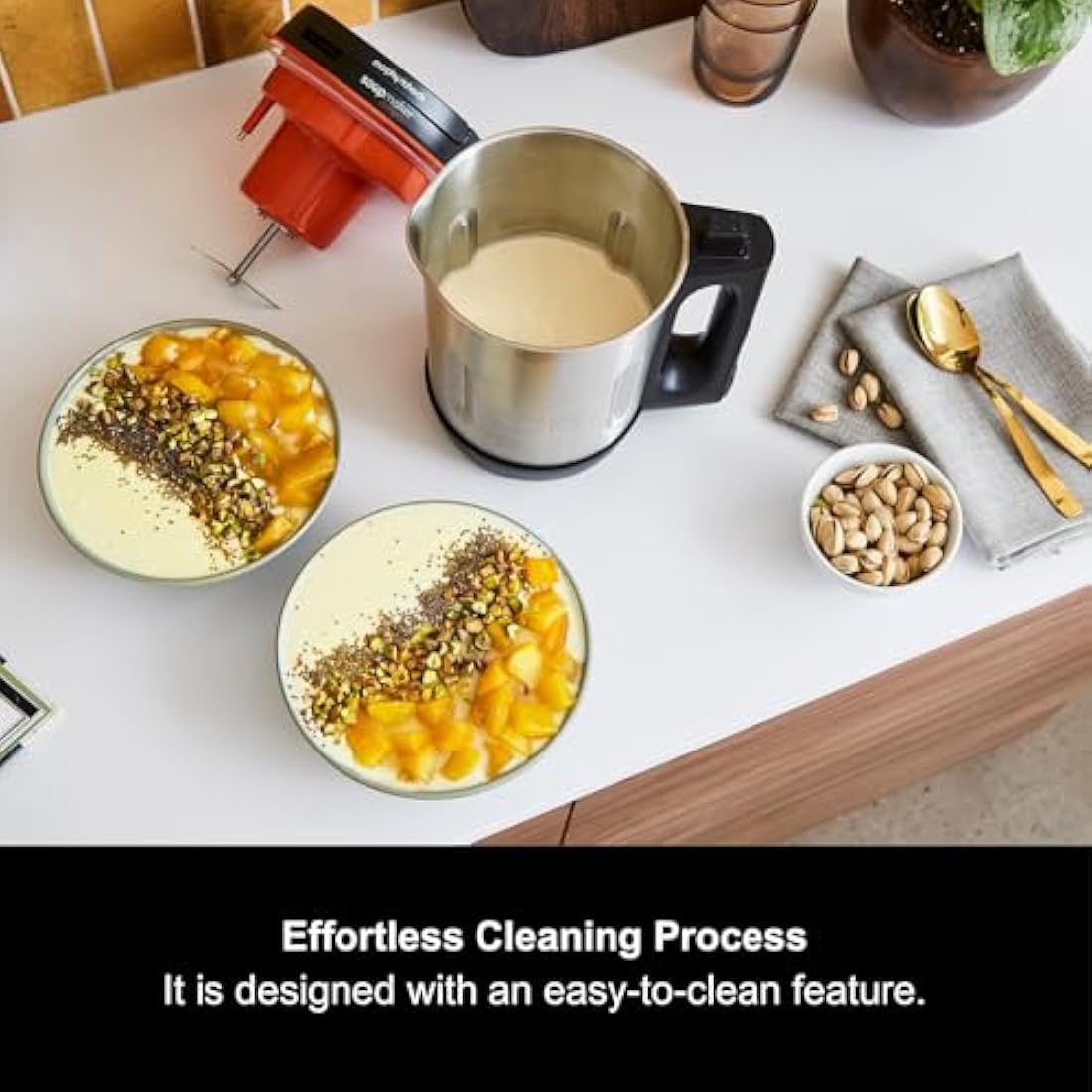 Morphy Richards Compact Soup Maker, Blend & Cook Smooth & Chunky Soup, Smoothies, Black & Stainless Steel, 1 Litre, 900 W, 501021