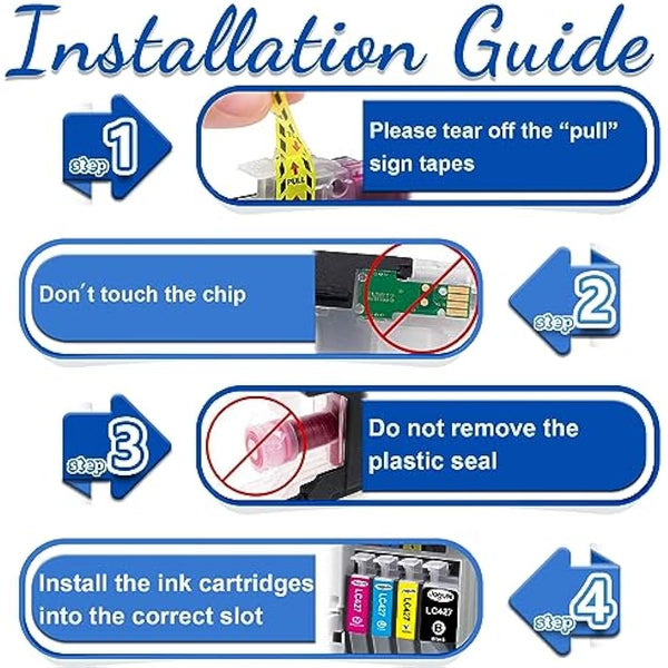 Jagute 4 Pack LC427 Ink Cartridges Compatible with Brother LC427 LC427XL Ink Cartridges Black and Colour Multipack for Brother MFC-J5955DW MFC-J6955DW MFC-J6957DW MFC-J6959DW HL-J6010DW Printers