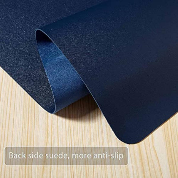 DOBAOJIA Extended Mouse Pad Desk Pad Large 31.5" X 15.7" Large Mouse Mat XL Desk Blotter Writing Pad for Laptop/Office/Home, PU Leather Waterproof +Suede Non-Slip (Dark Blue)
