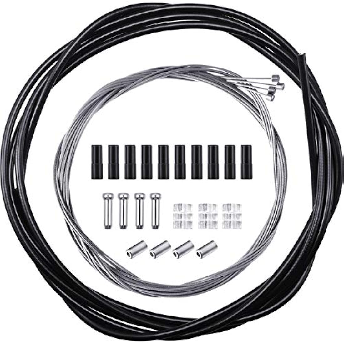 4 Pack Bike Brake Gear Shifter Cable Kit, Universal Bicycle Change Cable Bike Shift Cable and Transmission Cable, Bicycle Cycling Shifter Cable Housing Kit for Mountain Road Bike Repair, Black