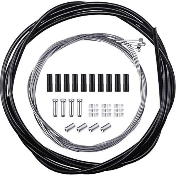 4 Pack Bike Brake Gear Shifter Cable Kit, Universal Bicycle Change Cable Bike Shift Cable and Transmission Cable, Bicycle Cycling Shifter Cable Housing Kit for Mountain Road Bike Repair, Black