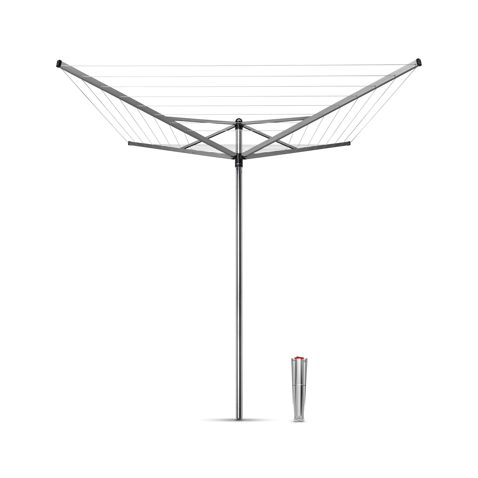 Brabantia - Topspinner - 40 Metres of Clothes Line - UV-Resistant & Non-Slip Lining - Smooth Turns - Umbrella System - Rotary Dryer with Ground Spike