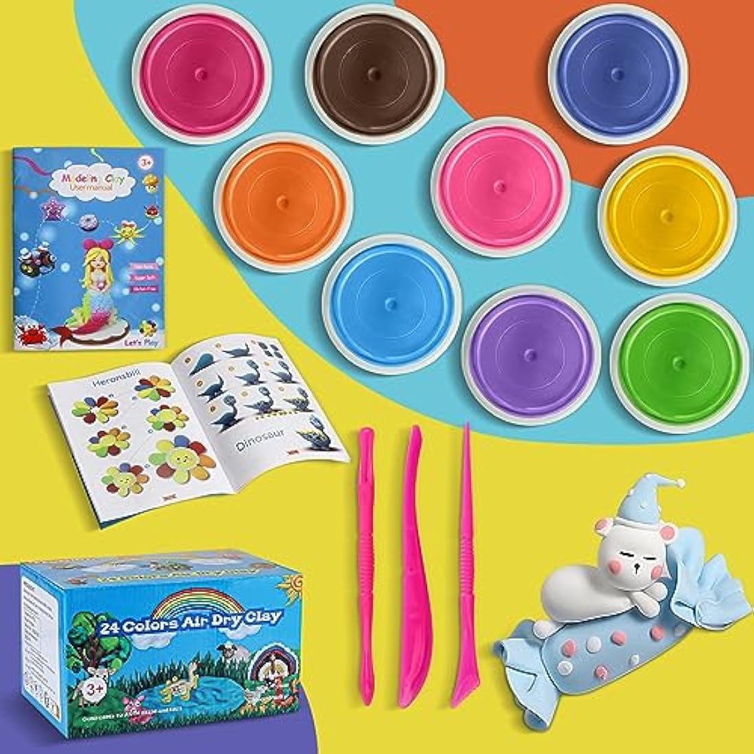 iFergoo Magic Clay 24 Colours Modelling Clay DIY Creative Modelling Dough Modelling Clay Tools