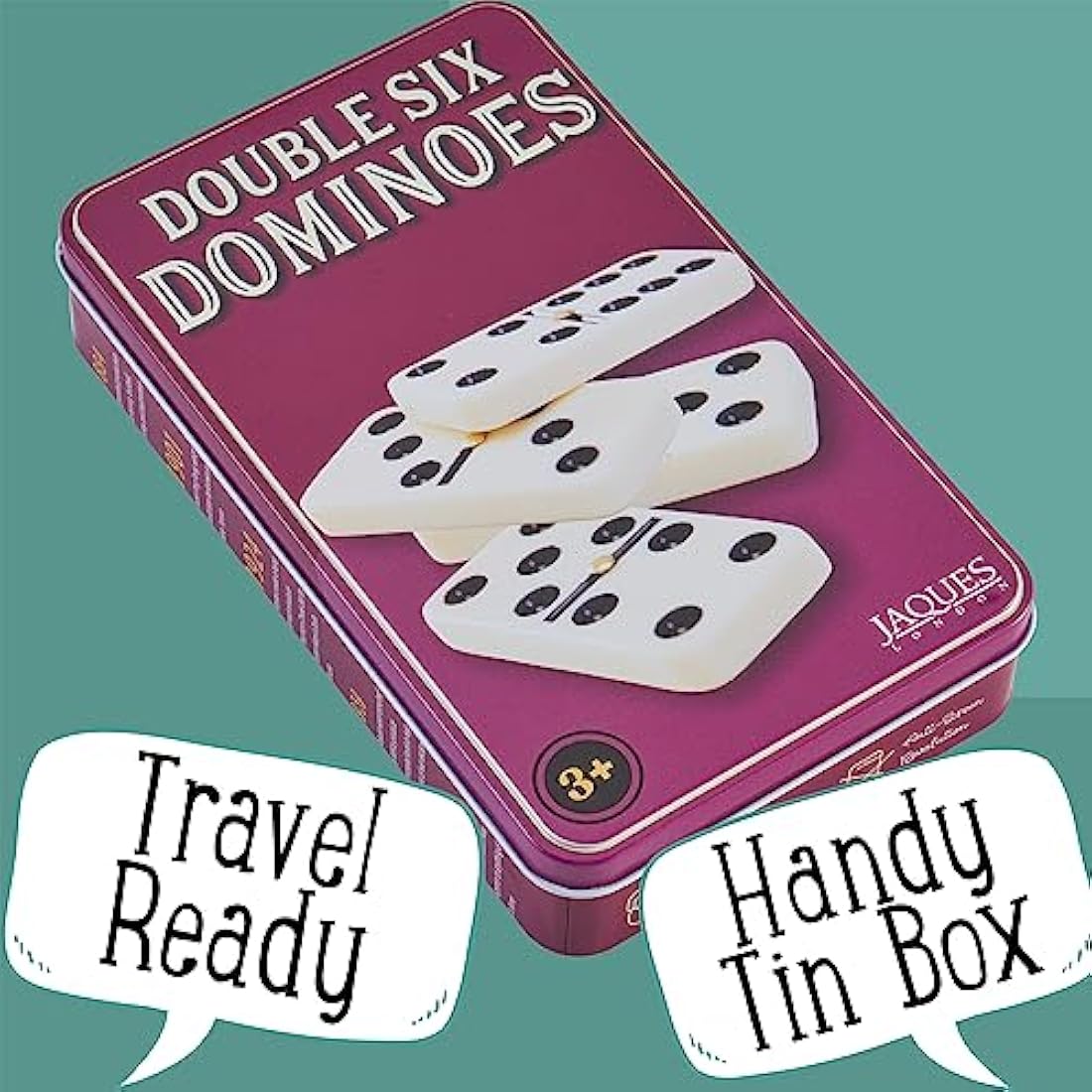 Jaques of London Dominoes - Luxury Dominoes Set for Adults & Kids | Traditional Game in Tin Box - Since 1795
