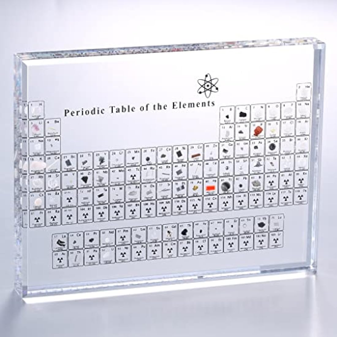 Acrylic Periodic Table Display with Real Elements, Chemical Elements Display,Periodic Table of Elements,Teaching School Day Birthday Gifts