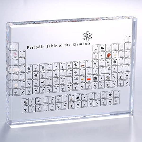 Acrylic Periodic Table Display with Real Elements, Chemical Elements Display,Periodic Table of Elements,Teaching School Day Birthday Gifts