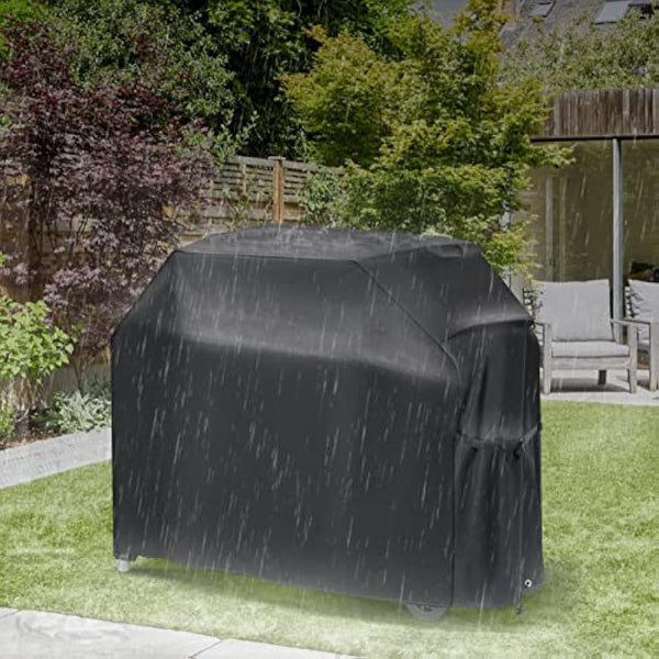 BBQ Cover, BBQ Covers Waterproof Heavy Duty Large 600D with Handle Vent Strap Drawstring Buckle Large BBQ Cover Rip-proof Dust-proof Anti-UV for Weber Brinkmann Outback Char Broil etc (150x63x119cm)