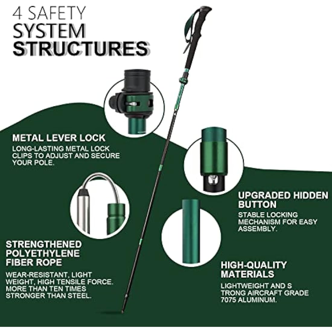 TheFitLife Collapsible Trekking Poles for Hiking – Lightweight Folding Walking Sticks for Men and Women with Extra-Long Foam Handle and Metal Flip Lock