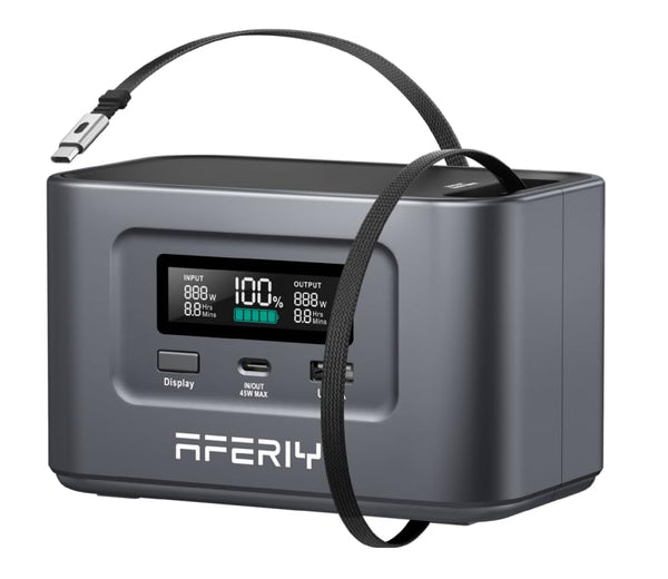 AFERIY 400W Portable Power Station 256Wh LiFePO4 Battery 1.5-hour Fast Charging, 5 Ports, Pure Sine Wave 230V Output, UPS Power Supply for Outdoor Camping and Emergency Backup