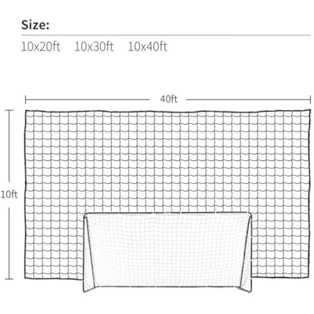 Aoneky 10x10ft/ 10x20ft /10x30ft Football Soccer Backstop Net, 2.5mm Polyester Cord, 4''x4'' Square Mesh - Heavey Duty Sports Barrier Net, Football Containment Net for Soccer Rebounder Training