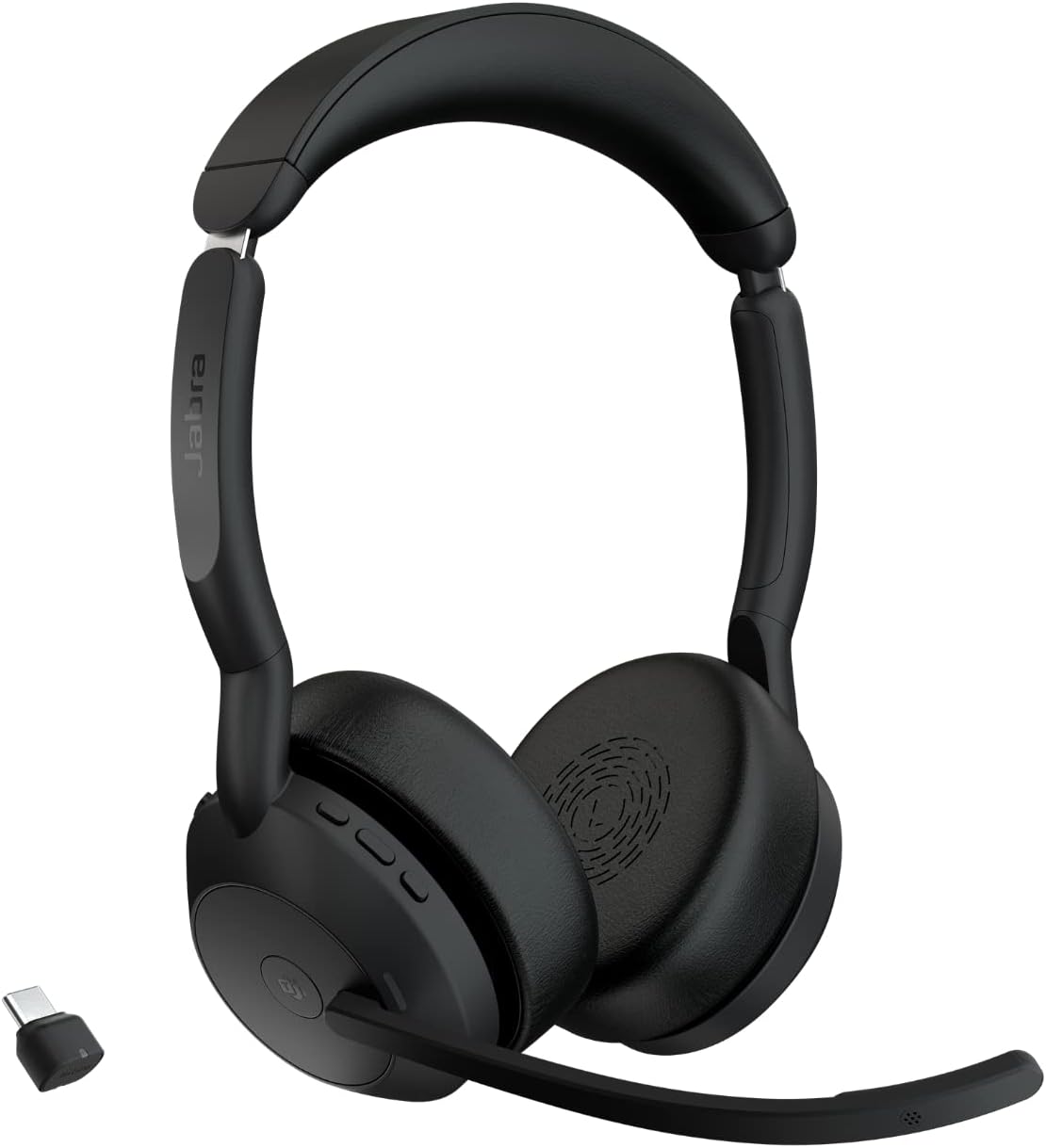 Jabra Evolve2 55 Stereo Wireless Headset Air Comfort Technology, Noise-cancelling Mics, and Active Noise Cancellation - MS Teams Certified, Works with All Other Platforms - Black