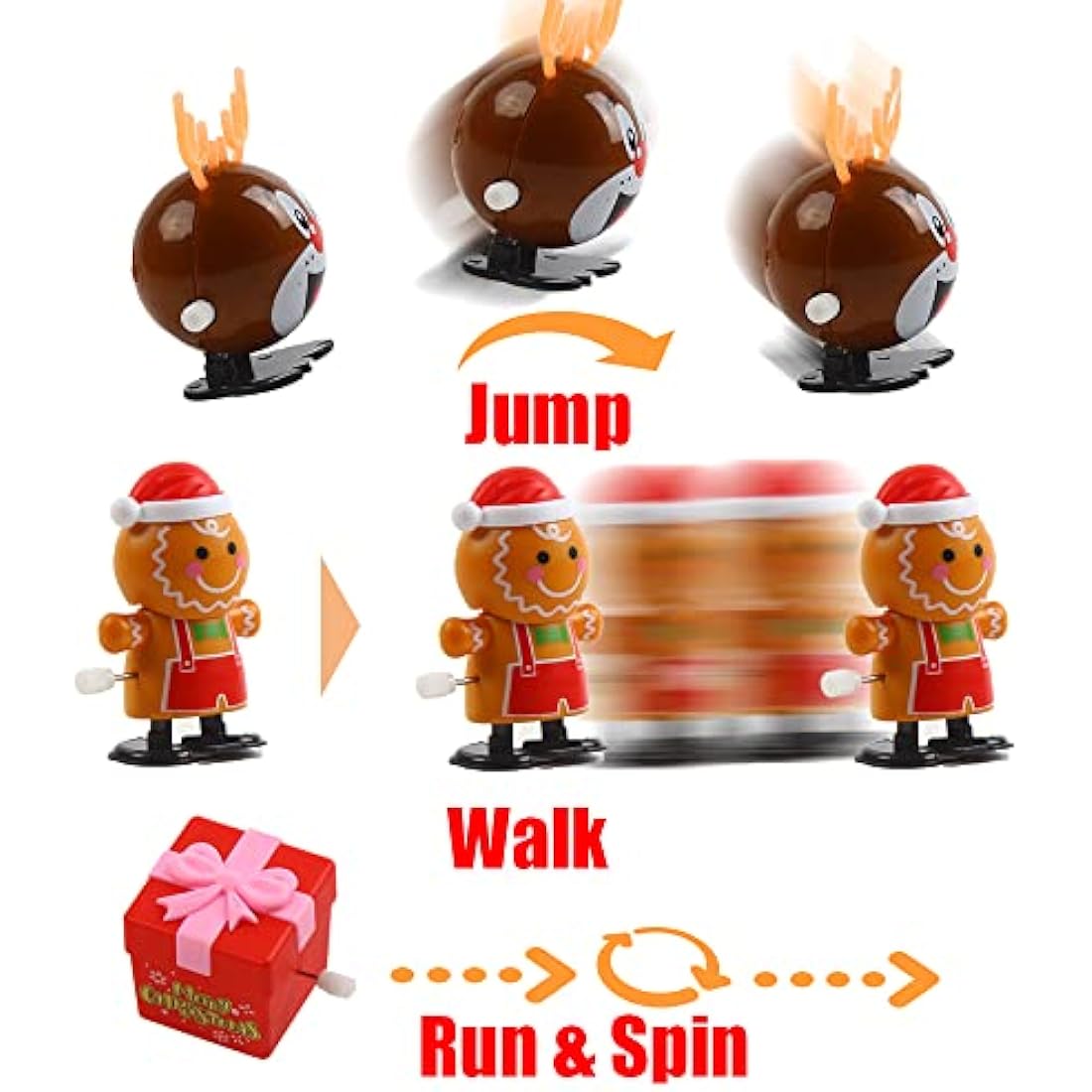 DIYASY 12 Pack Christmas Wind Up Toys - Novelty Spring Clockwork Toys for Kids Stocking Fillers