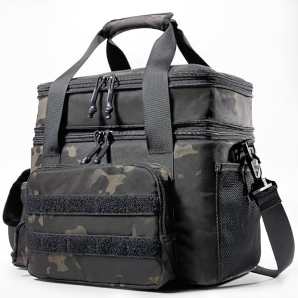 1TG Tactical Insulated Lunch Bag, Expandable Lunch Box for Men, Leakproof Large Cool Bag with Shoulder Stap, Reusable Lunch Tote Bag for Work Travel Camping Picnic Beach, 18L-24L