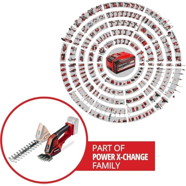 Einhell Power X-Change 18V Cordless Electric Shears - 2 Blade System For Cutting Grass, Brushes And Shrubs - GE-CG 18/100 Li Solo (Battery Not Included)