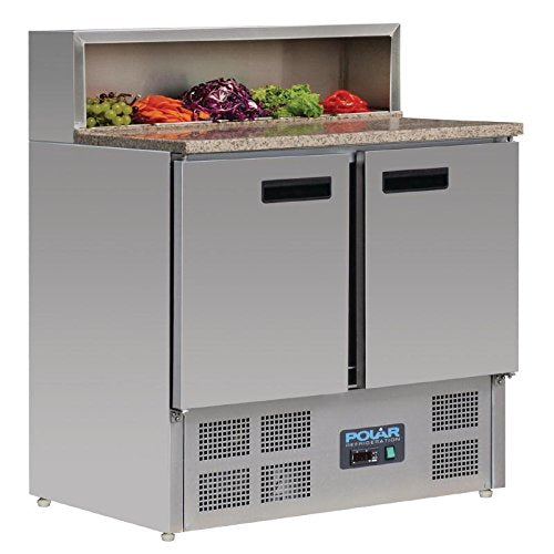 Polar Refrigeration G-Series 235W Pizza Food Prep Triple Door Counter Fridge 390 Litre, Stainless Steel, 2°C to 8°C, 1010(H)x1370(W)x700(D)mm, 3 Adjustable Shelves, Fan-Assisted Cooling | G605