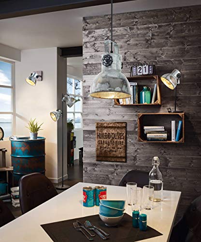 Eglo Barnstaple Vintage Ceiling Lamp, Industrial Design Ceiling Spotlight, Zinc Steel Retro Wall Lamp, Brown-Patina Coloured Wall Lighting, E27 Socket