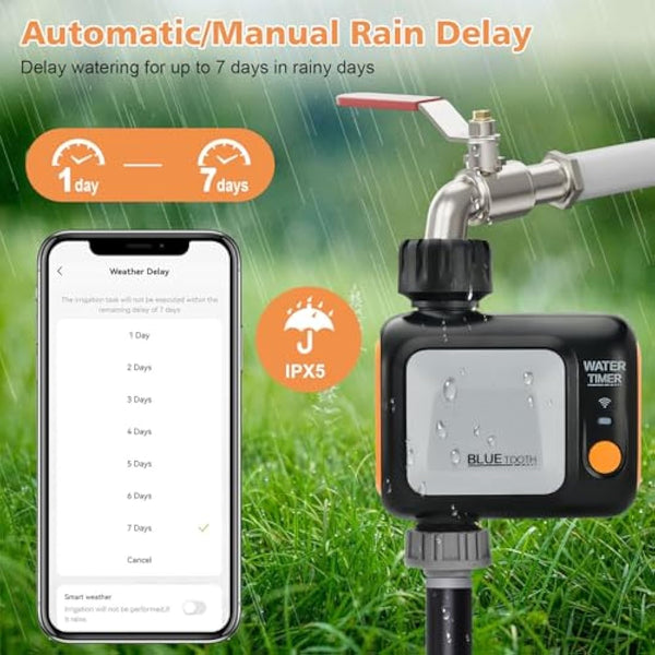 Johgee WiFi Water Timer, Smart Irrigation Sprinkler Timer with WiFi Hub, Hose Timer with Rain Delay for Garden Lawn, Garden Watering System with APP Control/Automatic/Manual, Work with Alexa