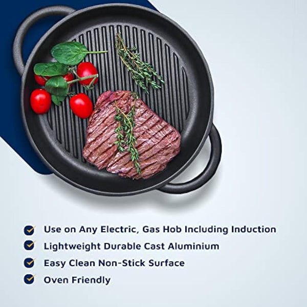 Jean-Patrique Divided Stove Top Grill, Lazy Pan - Divided Frying Pan with Multi Sections for Gas, Electric, Induction & Oven, 10.6" Diameter