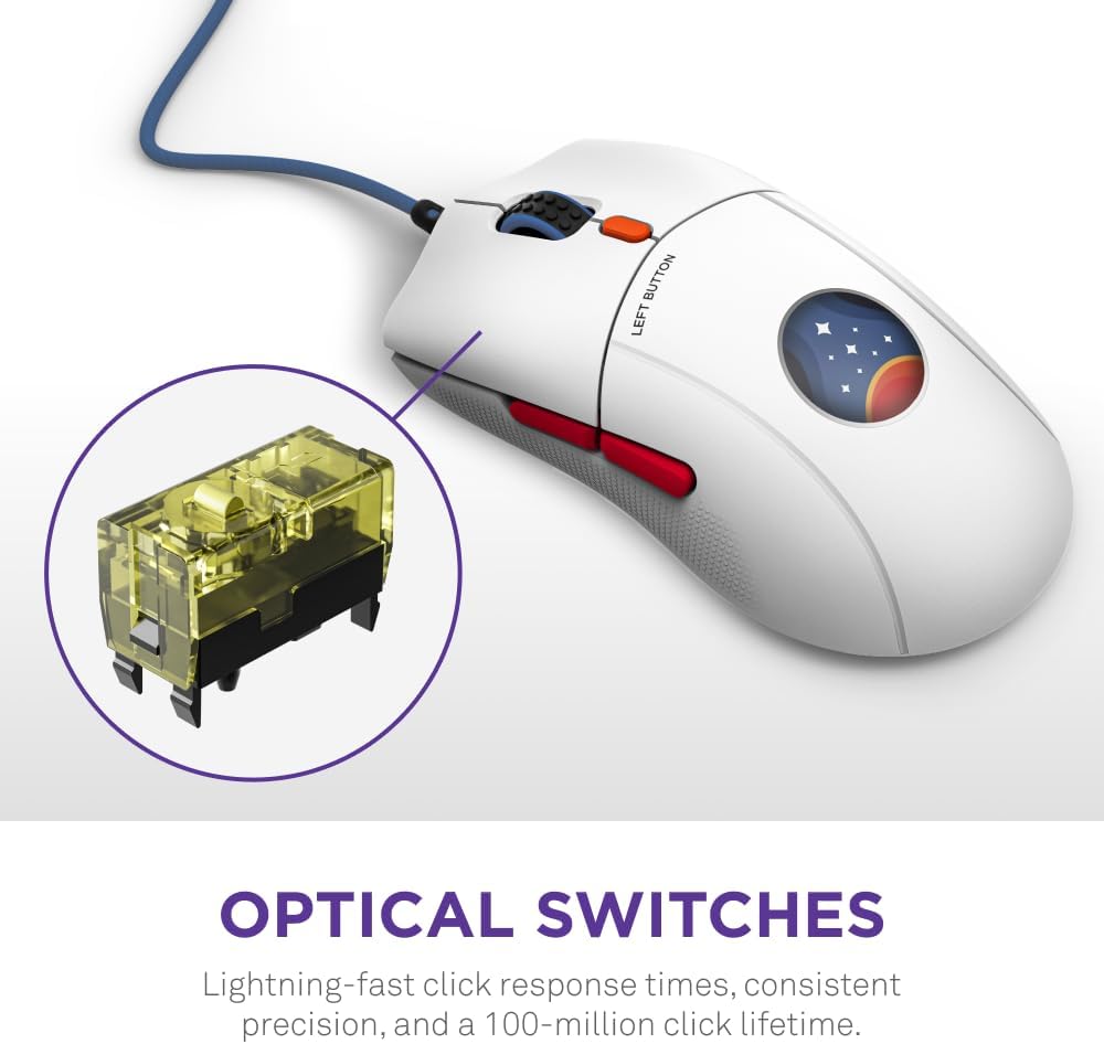 NZXT Lift 2 Ergo | Lightweight Ergonomic Wired Gaming Mouse | Lightweight 61 g Design | 8K Polling Rate | Optical Switches | 26K DPI Optical Sensor | 100% PTFE Feet | Black