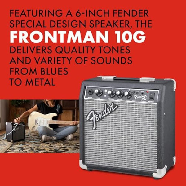 Fender Frontman 10G, Combo Guitar Amp, 10W, Small Practice Amp, Suitable for Electric Guitar, Black/Silver