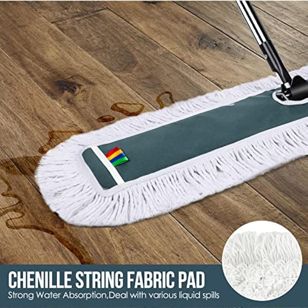 MASTERTOP Large Flat Mop, 105cm Wide Industrial Mop with 2 Replacement Heads, Commercial Heavy Duty Floor Mops for Hard Floors, Dust Sweeper for Warehouse Hotel Garage Cleaning