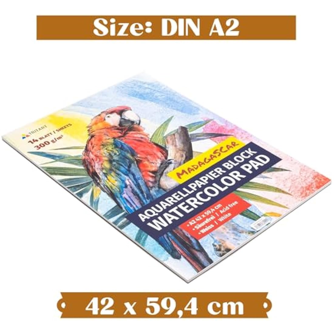 TRITART A2 Size Watercolour Paper - Mixed Media Art Sketch Pad - 300 GSM Cartridge Paper - Thick Acrylic Paper Artists Sketchbook for Drawing Board or Painting