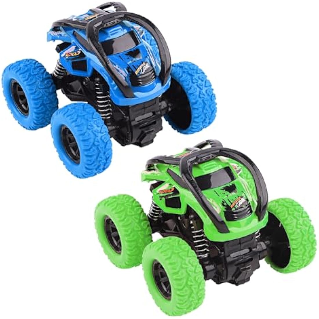 2 Pack Toy Cars For Toddlers 2+， 360 Degree Rotation Push And Go Vehicle, Kids Pull Back Cars Racing Game Toys Gift For 3 4 5 6 Toddler (Blue+Green)