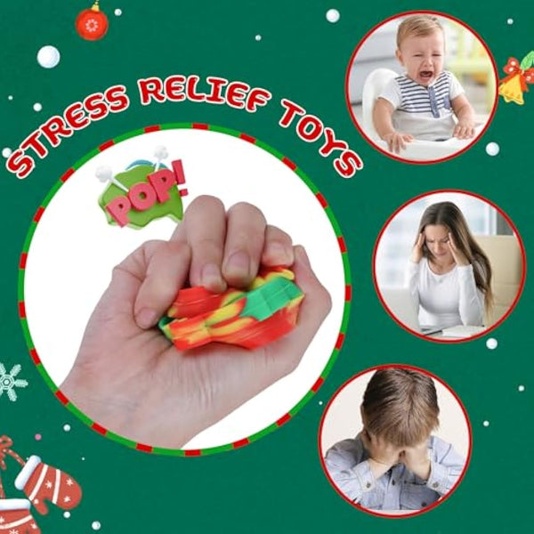 Amyang 24 Pack Christmas Mini Pop Fidget Toy Pack for Kids Girls Boys Toddlers Christmas Stocking Stuffers Party Favors Gifts Stress Relief