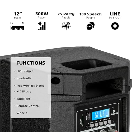 Ibiza - XTK8A-MKII- Active 8"/20cm SONO Speaker- 25mm Compression Tweeter- Bass Reflex System- USB, SD, Bluetooth- TWS- Handle and Wheels- NEW VERSION- Black- Parties, events,clubs,conferences,karaoke