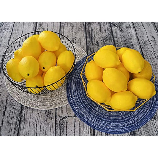 JEDFORE Artificial Lemon Lifelike Simulation Fake Fruit for Home Kitchen Party Decoration Yellow 10 of Packs