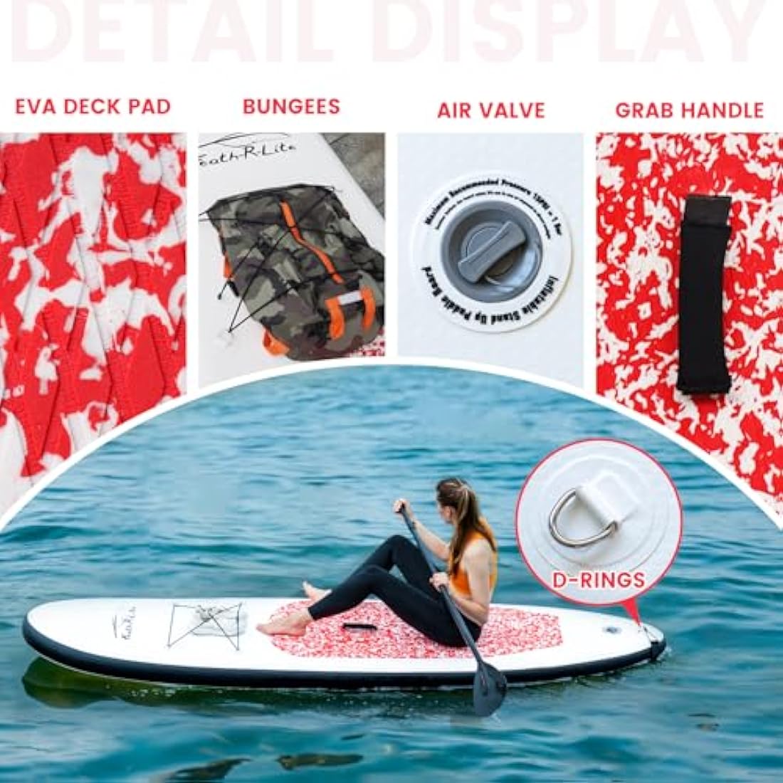 FEATH-R-LITE 10' &11' Inflatable Ultra-Light Stand Up Paddle Board for All Skill Levels Included with SUP, Adj Paddle, Pump, Backpack, Leash