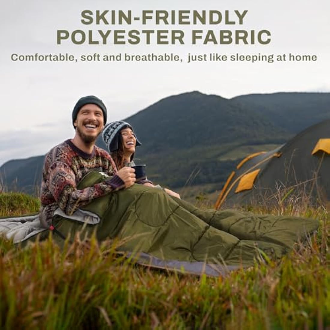 Elevon Sleeping Bag for Adults Teens Kids Cold Warm Weather, Portable Waterproof & Lightweight, Compact with Compression Sack, for 3-4 Seasons Camping, Backpacking, Hiking, Travel, Indoors Outdoors