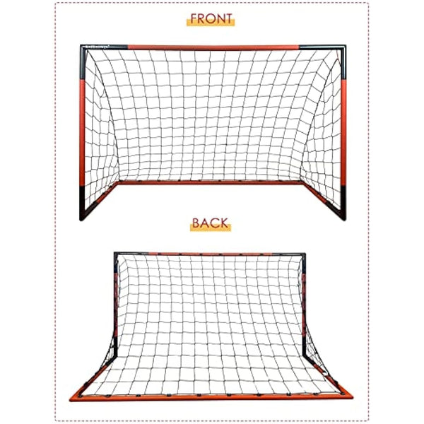 Football Goals Set of 2-KAIHAOWIN Metal Football Goal Frame with All Weather Net for Adult-Quick Assembly Durable Sports Goals for Backyard Indoor/Outdoor Heavy Duty-6'x4'