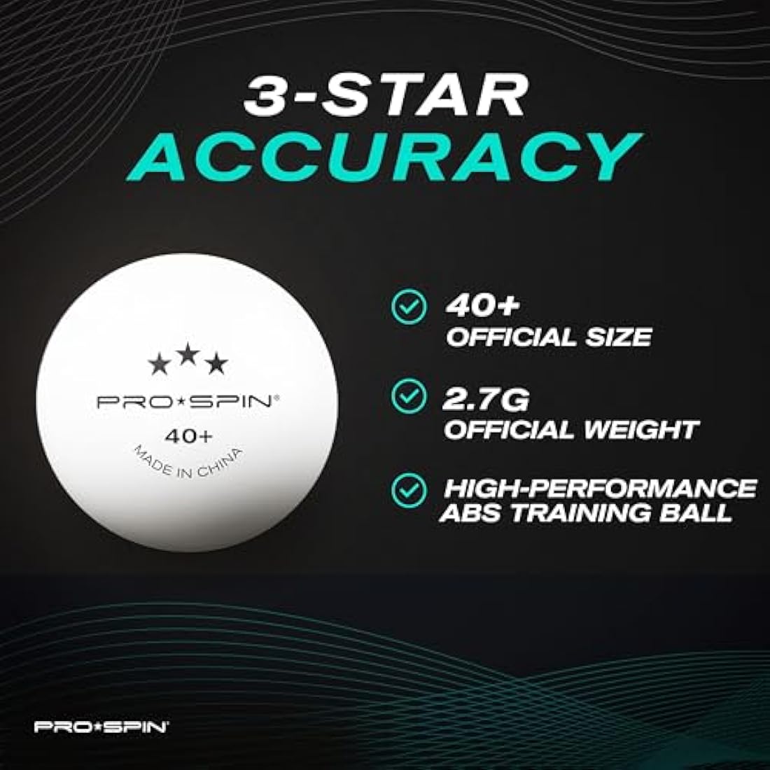 PRO SPIN Ping Pong Balls - White 3-Star 40+ Table Tennis Balls | High-Performance ABS Training Balls | Ultimate Durability for Indoor & Outdoor Table Tennis