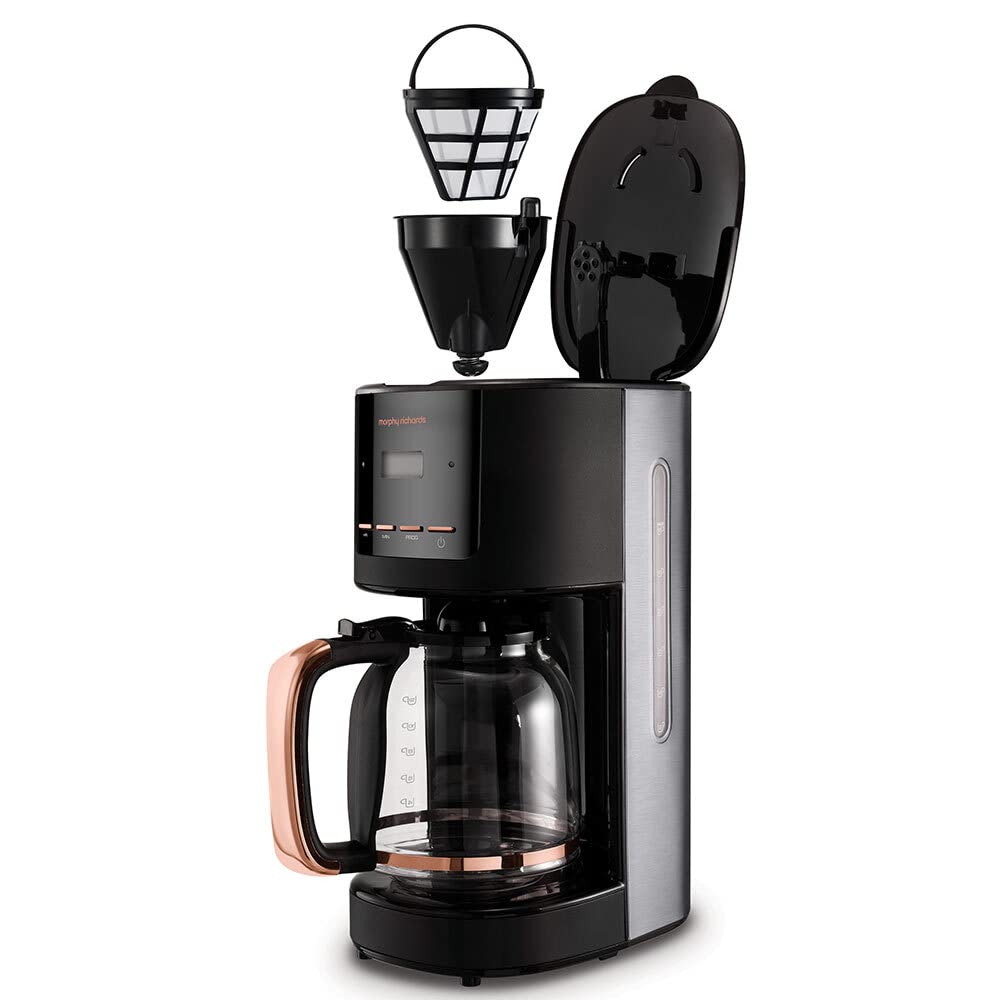 Morphy Richards Compact Espresso Machine, Dual Cup, 1L Water tank, Variable Steam Control and Milk Frother Wand, Ground Coffee and ESE Pod Compatible, Stainless Steel, 172022