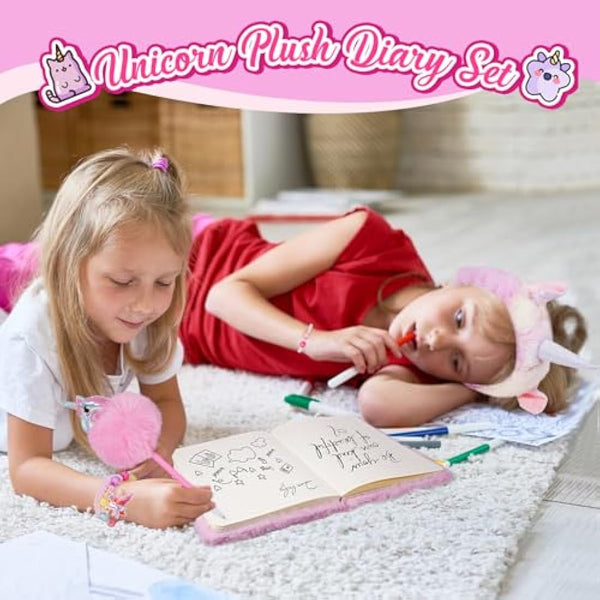 HappyKidsClub Plush Diary Unicorn Gifts for Girls Toys Age 3 4 5 6 7 Year Old Girls - Birthday Presents Gift for 3 4 5 6 7 8 Year Olds