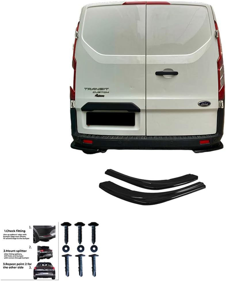 Oneway Rear Side Diffusors compatible with Ford Transit Custom MK1 Facelift 2018-2023 - Gloss black