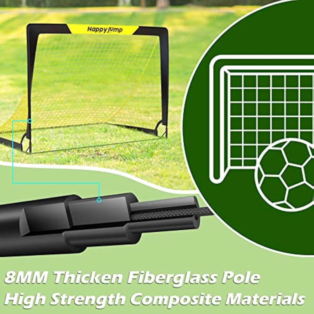 Happy Jump Pop Up Football Goals – Portable Soccer Nets Foldable Garden Football Posts for Outdoor Training (3x2 to 7x5 FT)