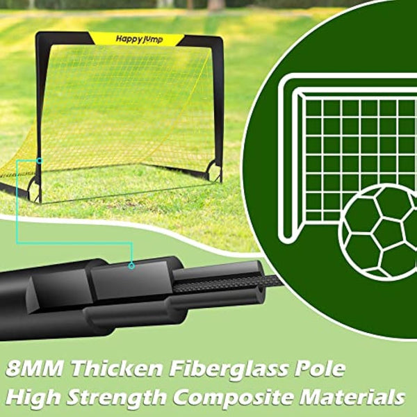 Happy Jump Pop Up Football Goals – Portable Soccer Nets Foldable Garden Football Posts for Outdoor Training (3x2 to 7x5 FT)