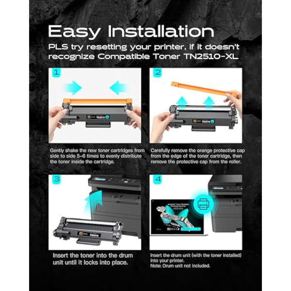 iNKPAD TN2510XL TN2510 Toner Cartridge Compatible with Brother TN-2510 TN 2510XL for Brother HL-L2400DWE DCP-L2665DW DCP-L2627DWE MFC-L2835DW MFC-L2827DWXL DCP-L2627DW DCP-L2627DWXL (2 Black)