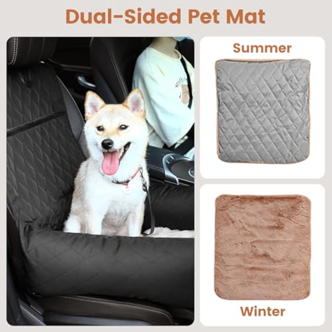 HAPPY HACHI Dog Bed Car Seat - Detachable Washable Dog booster Seat with Storage Pockets Safety Belts ，Waterproof Puppy Travel Carrier for Car (Black)