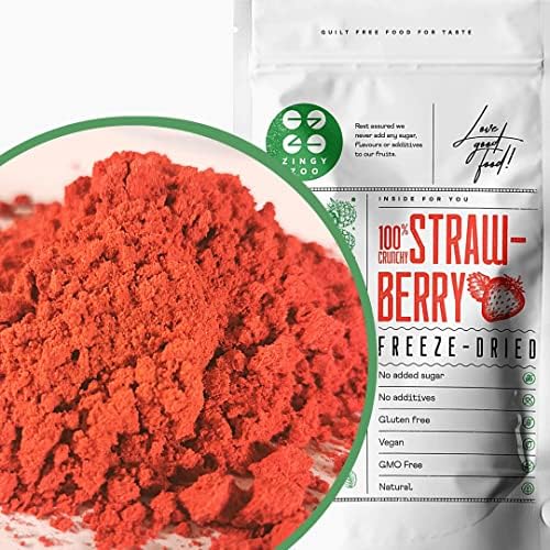 Freeze Dried Strawberry Powder | XL 500g Natural Raw Premium Freeze Dried Fruit Powder | No Added Sugar Perfect for Fruit Smoothies Food Colouring or Baking | Dehydrated Strawberries to Powder
