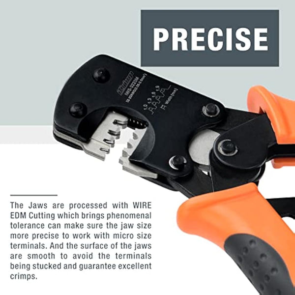 iCrimp Micro Connector Pin Crimping Tool 0.03-0.5mm² Ratcheting Crimper for D-Sub, Open Barrel suits Molex, JST, JAE